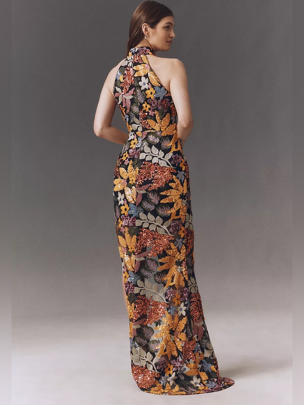 Elliatt Kiran Gown Orange Floral Sequin Embroidered Maxi Dress NEW - Picture 10 of 13